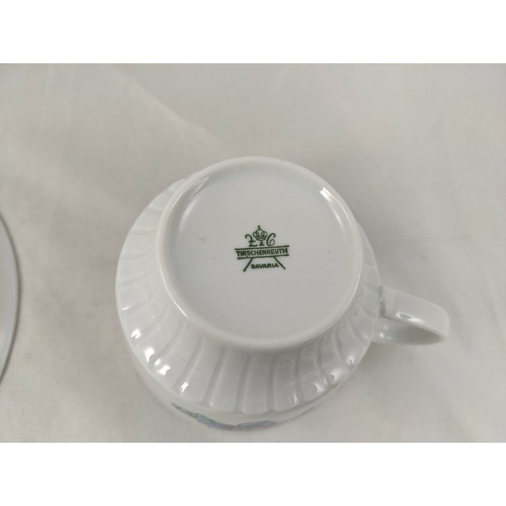 Tirschenreuth Bavaria Purple Blue Flowers Tea Cup Saucer Set - Picture 6 of 12